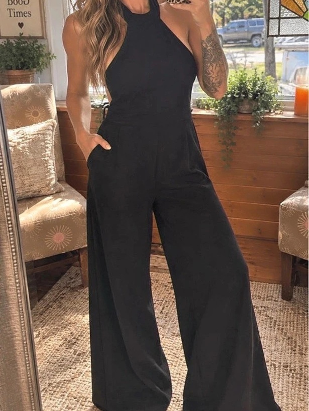 Black Wide Leg Jumpsuit Like New